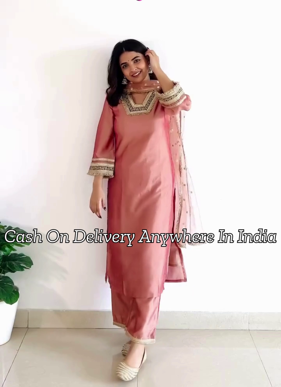 Yoke Design Gotta Patti Kurta With Palazzos & Dupatta
