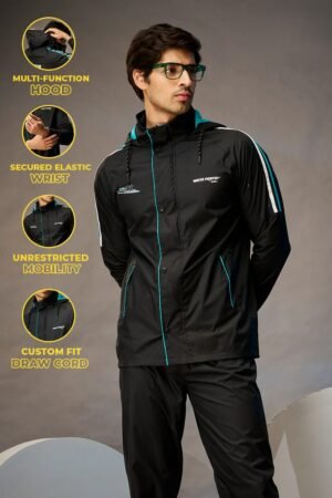 Midnight Black & Green Rainwear Set