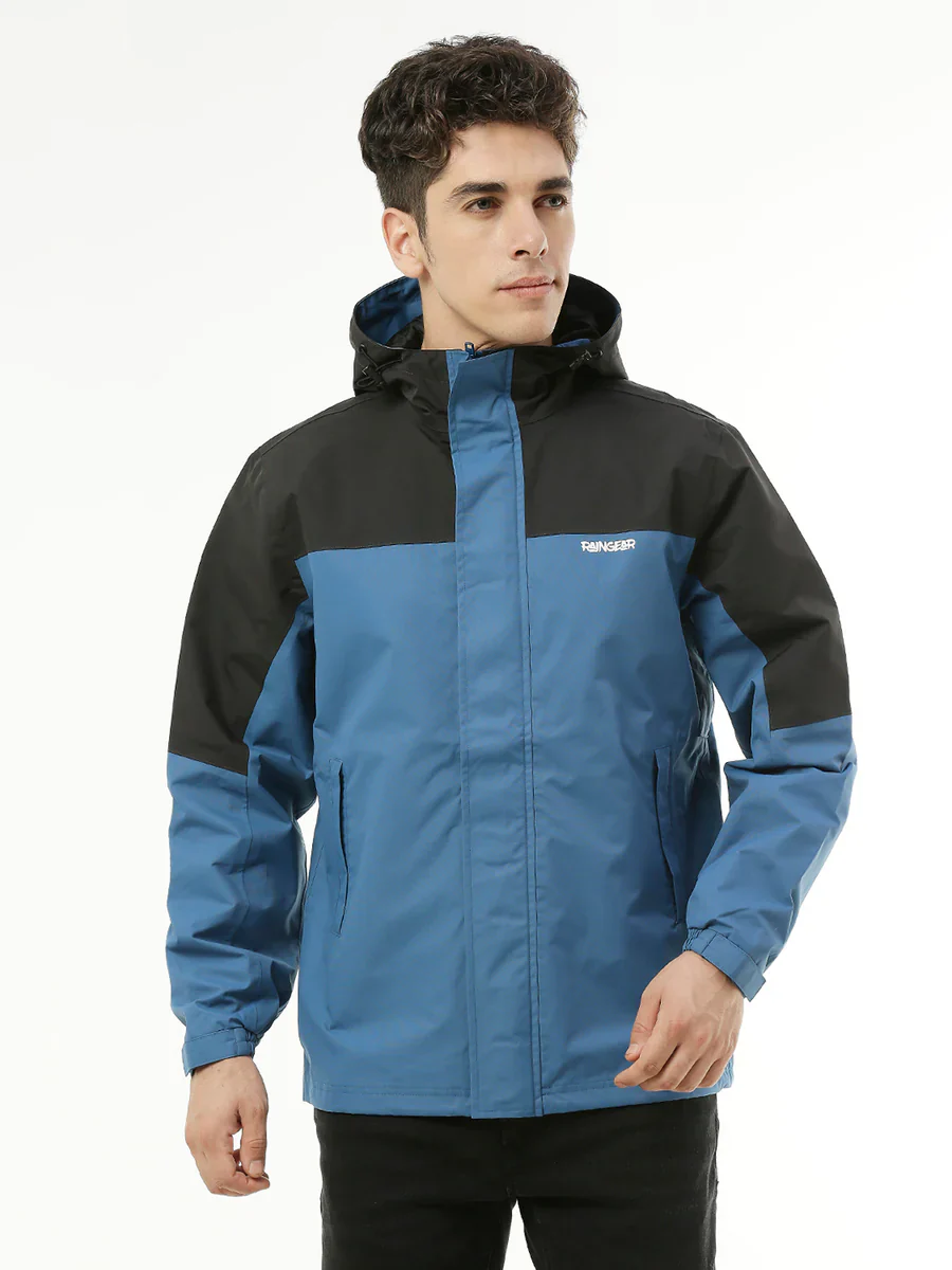 MonsoonShield Black Blue Rain Jacket For Men - Image 2
